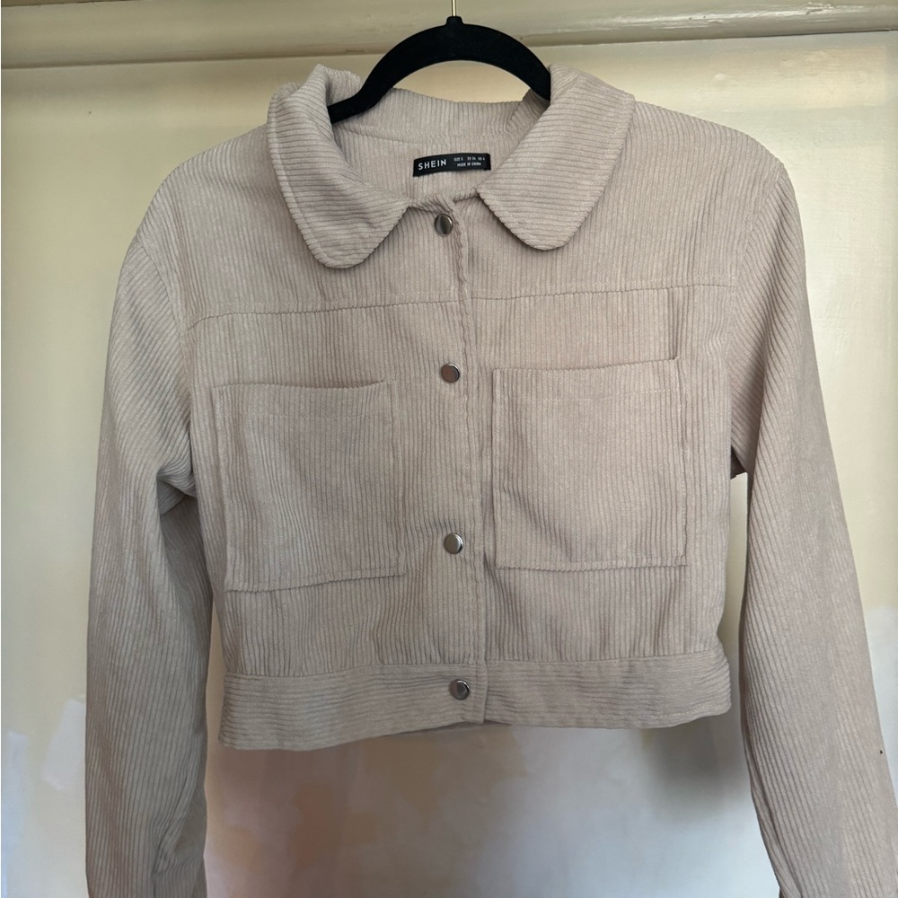 SHEIN Beige Corduroy Utility Jacket